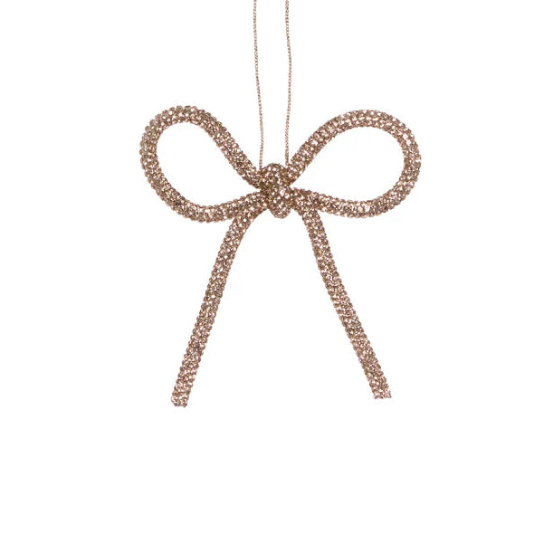 Champagne Beaded Bow Ornament