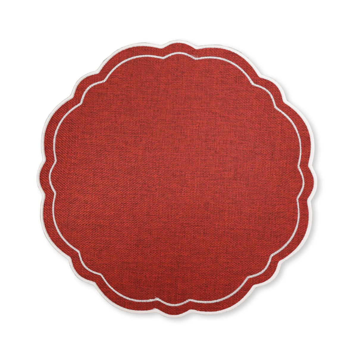 Scalloped Round Placemat Red/White