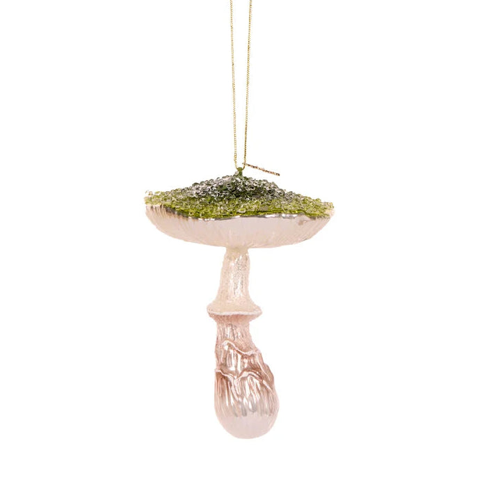 Green Glass Hanging Mushroom