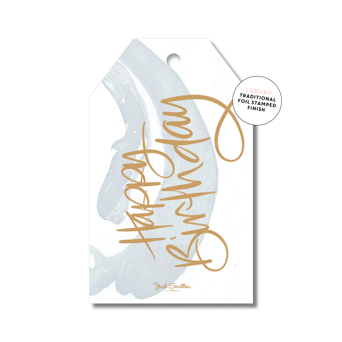 Happy Birthday Blue Swish Gift Tag