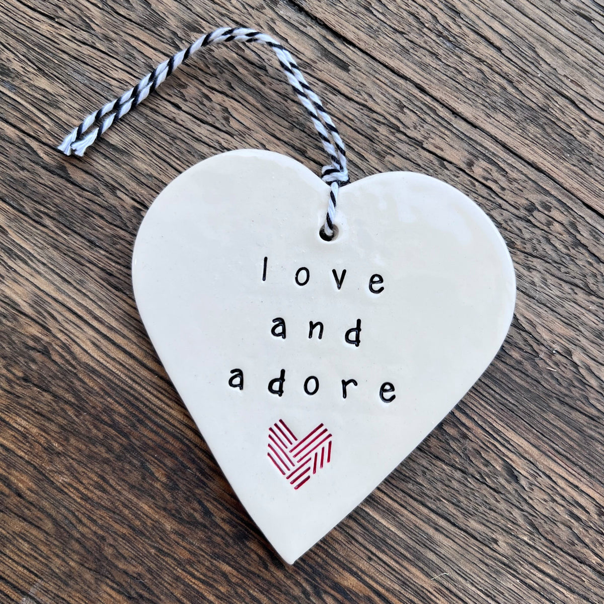 Ceramic Heart Tag - Love and Adore