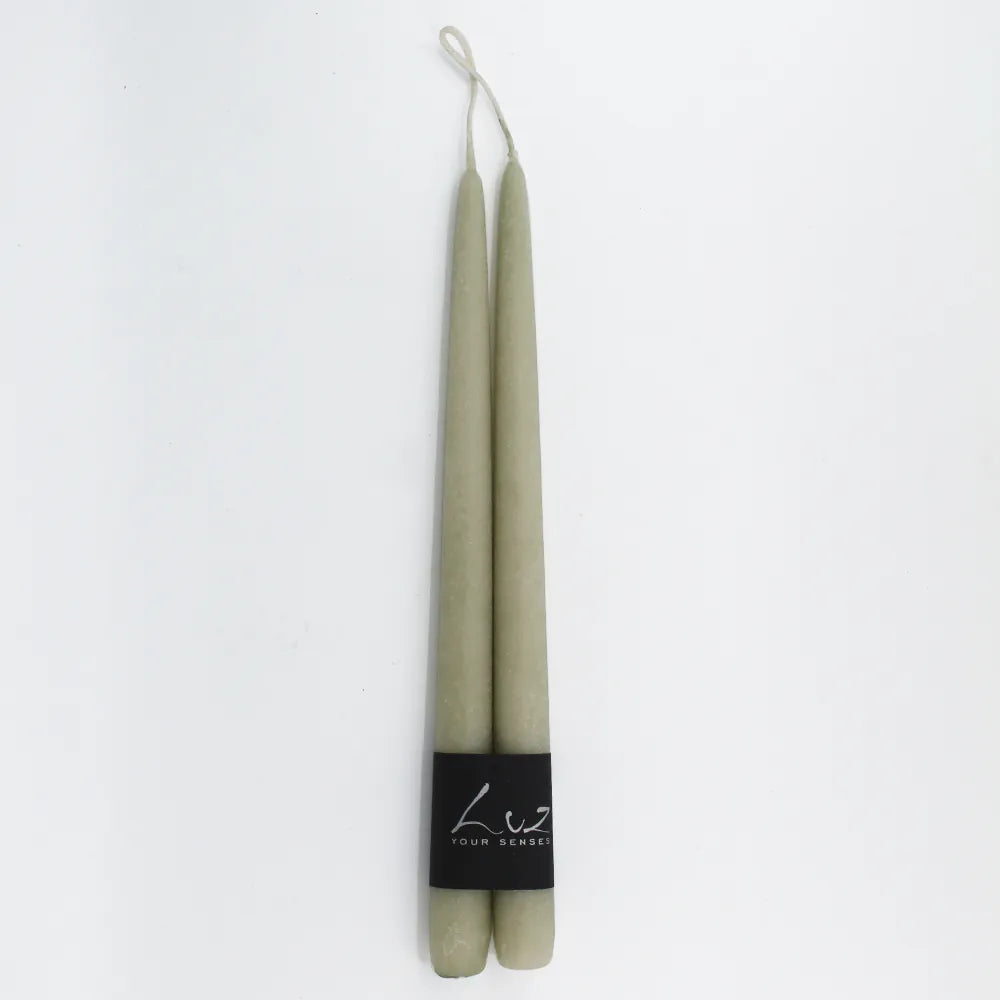 Taper Candles Pair Suede Eucalyptus