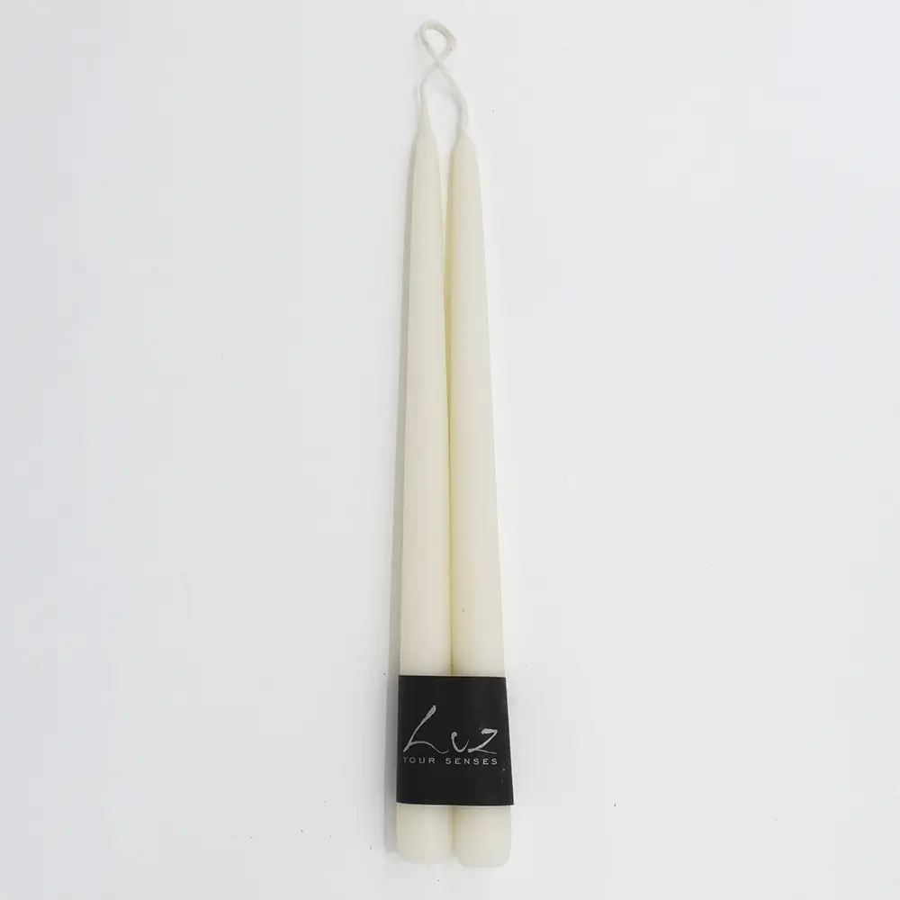 Taper Candles Pair Suede Ivory