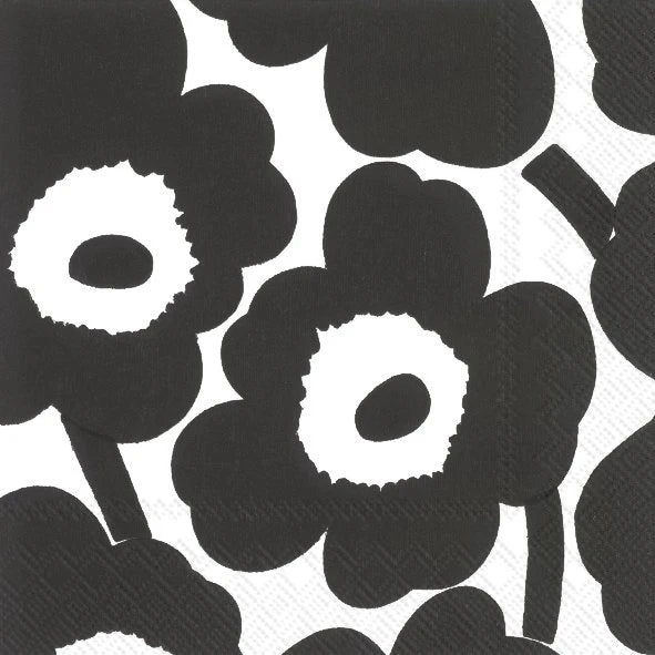 Marimekko Unikko Black & White Luncheon Napkins