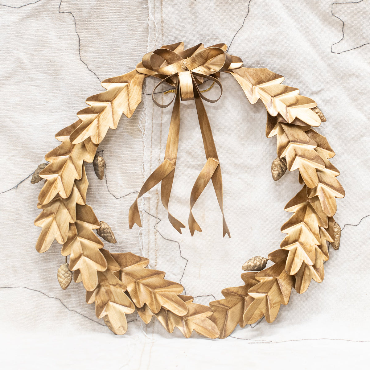 Gold Metal Oak Leaf Wreath