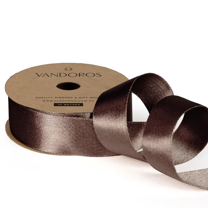 Satin Pearl Ribbon Brown/Gold