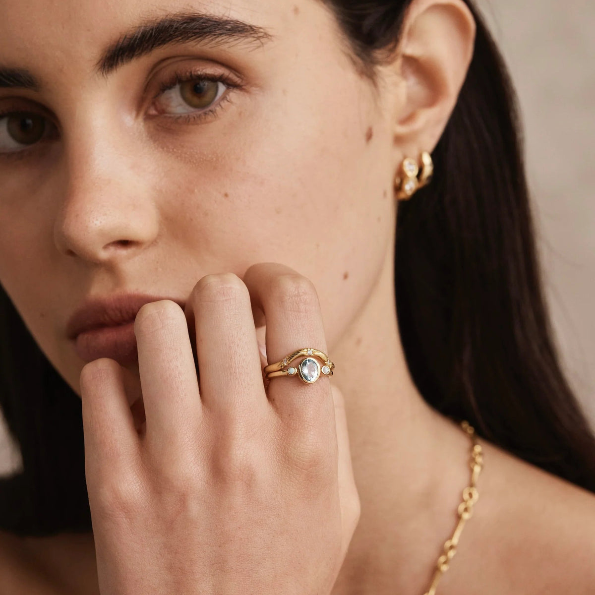 Sophia Sky Blue Topaz Gold Stacker