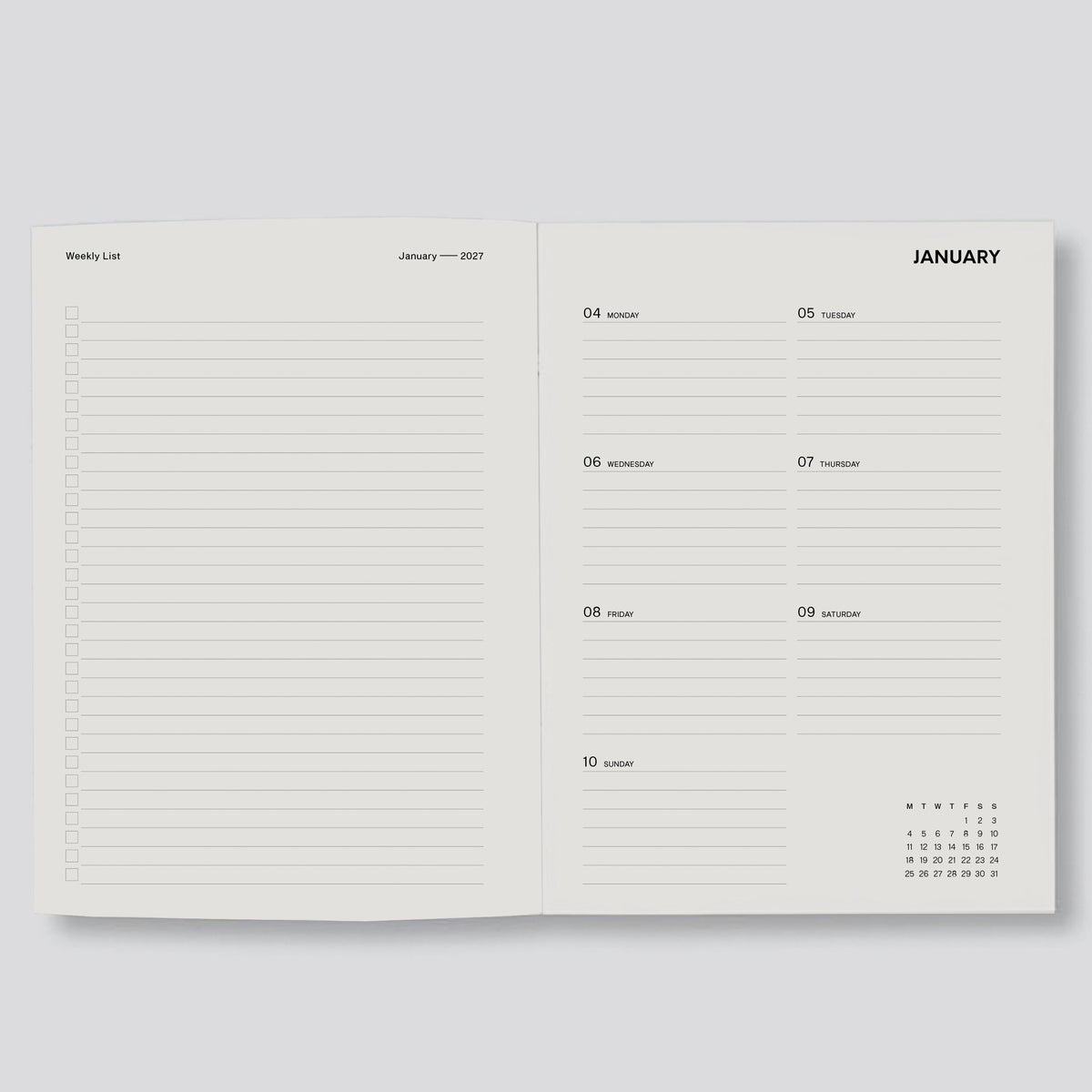 2027 Weekly Diary Golden