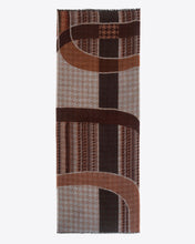 Patterned scarf with brown and beige colors on a white background