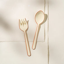 Alder Enamel Salad Servers Cream