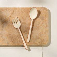 Alder Enamel Salad Servers Cream
