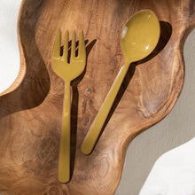 Alder Enamel Salad Servers Olive