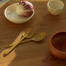 Alder Enamel Salad Servers Olive
