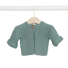 knitted baby cardigan with wooden button