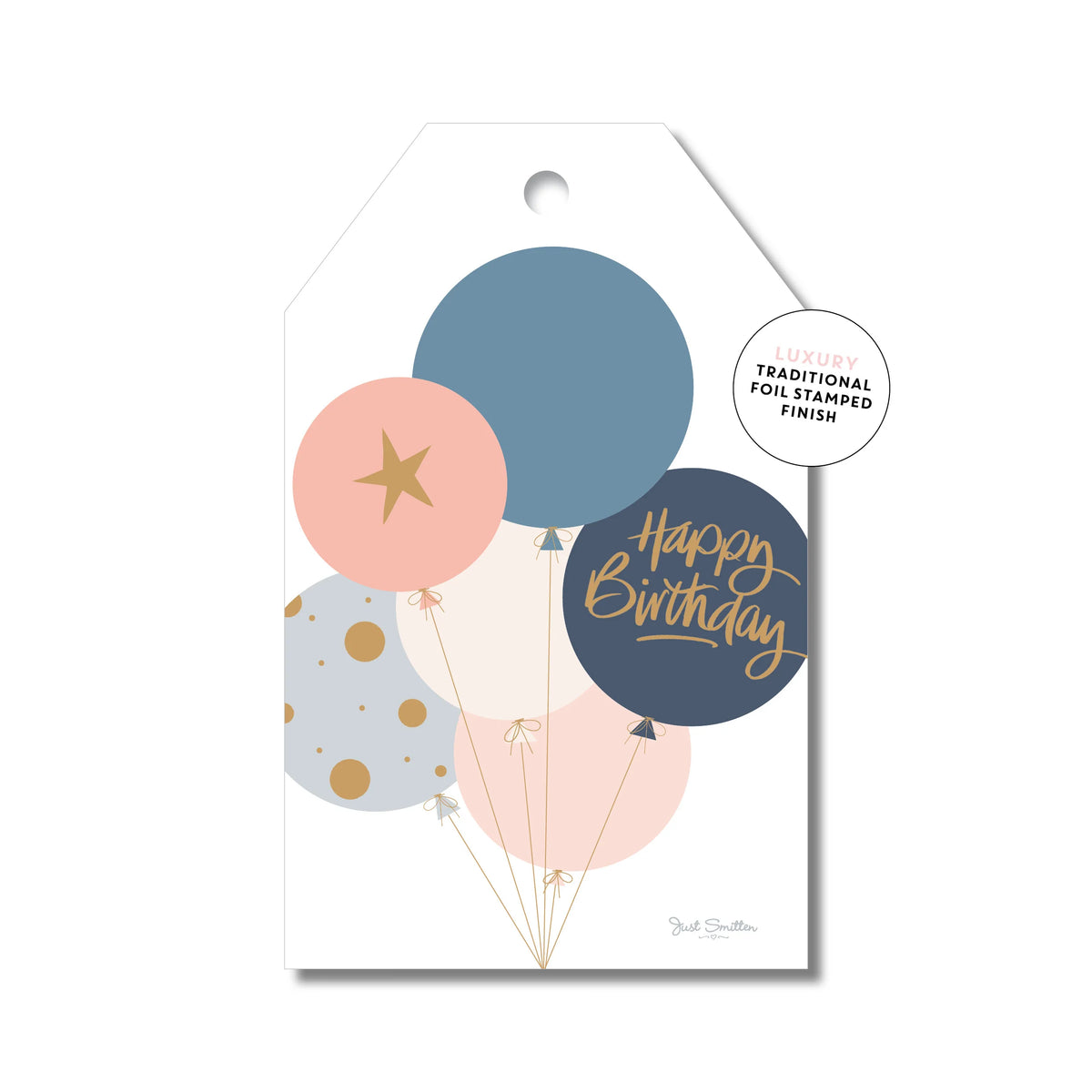 Birthday Balloons Gift Tag Blue