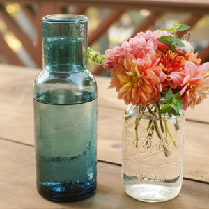 Hammered Glass Carafe - Blue