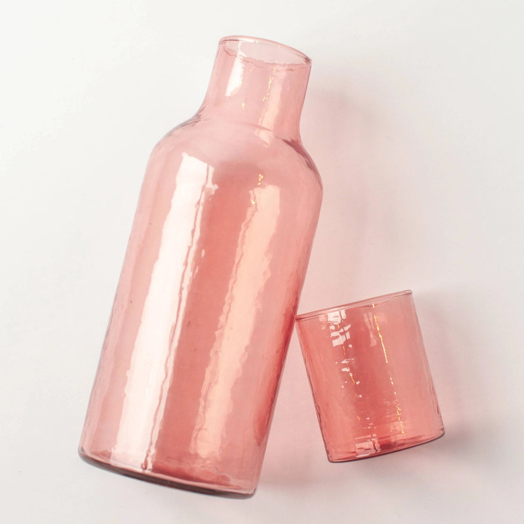 Hammered Glass Carafe - Blush