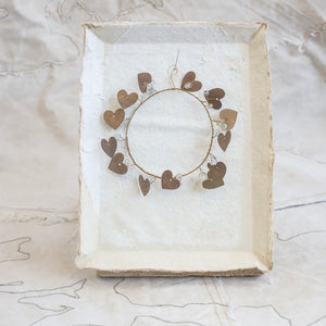 Brass Wreath with Hearts and Beads