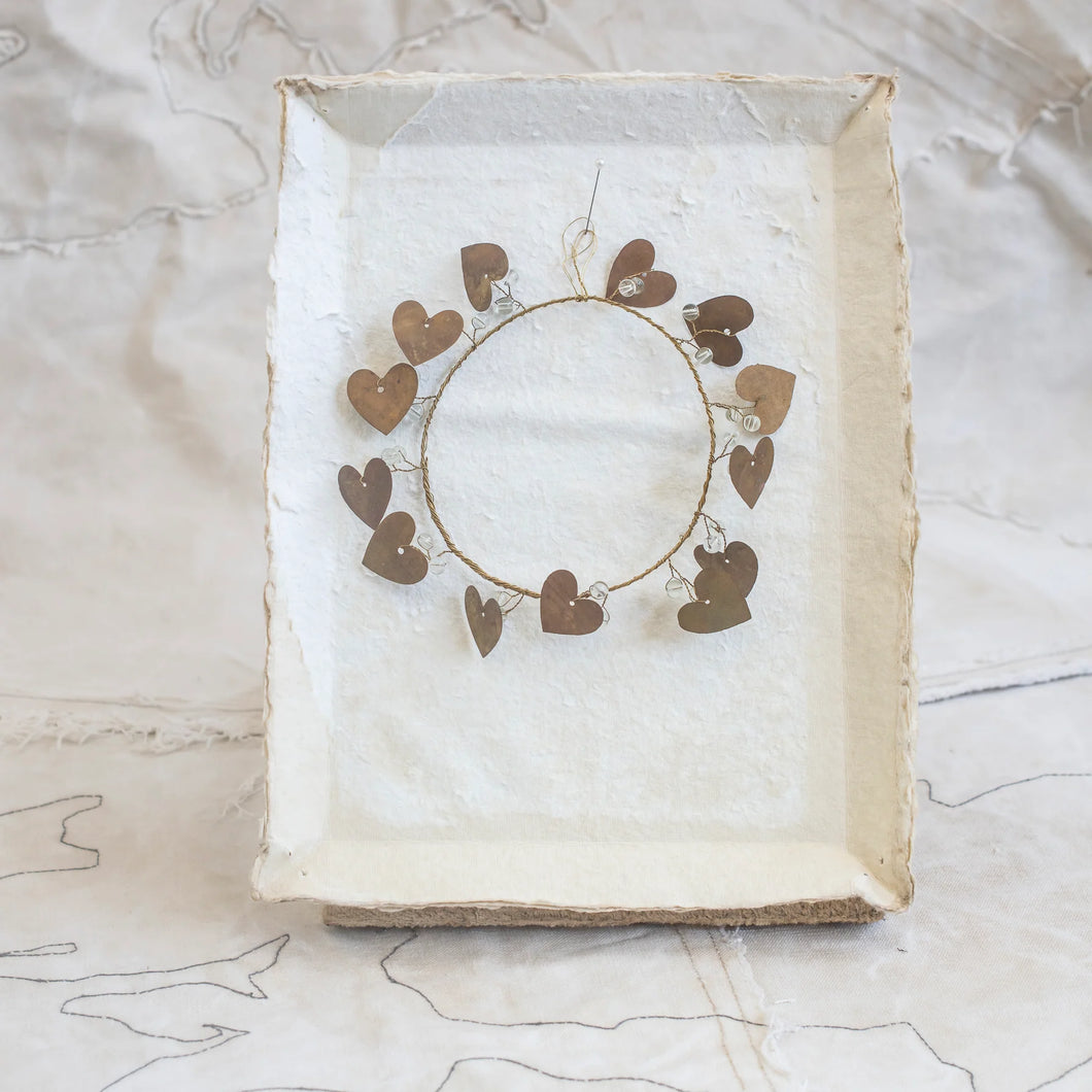 Brass Wreath with Hearts and Beads