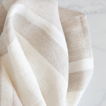 Striped Linen Tea Towel Biscuit