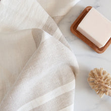 Striped Linen Tea Towel Biscuit