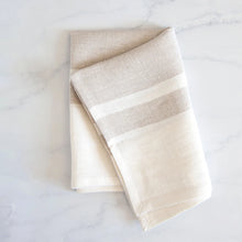 Striped Linen Tea Towel Biscuit