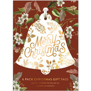 Merry Christmas Bell Gift Tags 6pk