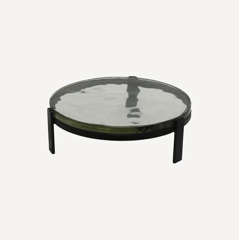 Glass and metal candle plate