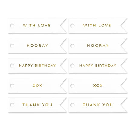 Celebrate Flag Gift Tags Gold/White