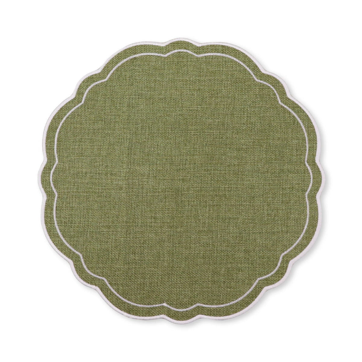 Scalloped Round Placemat Green
