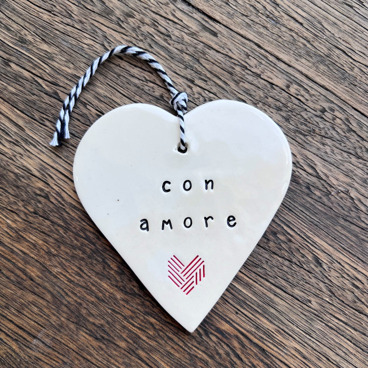 Ceramic Heart Tag - Con Amore
