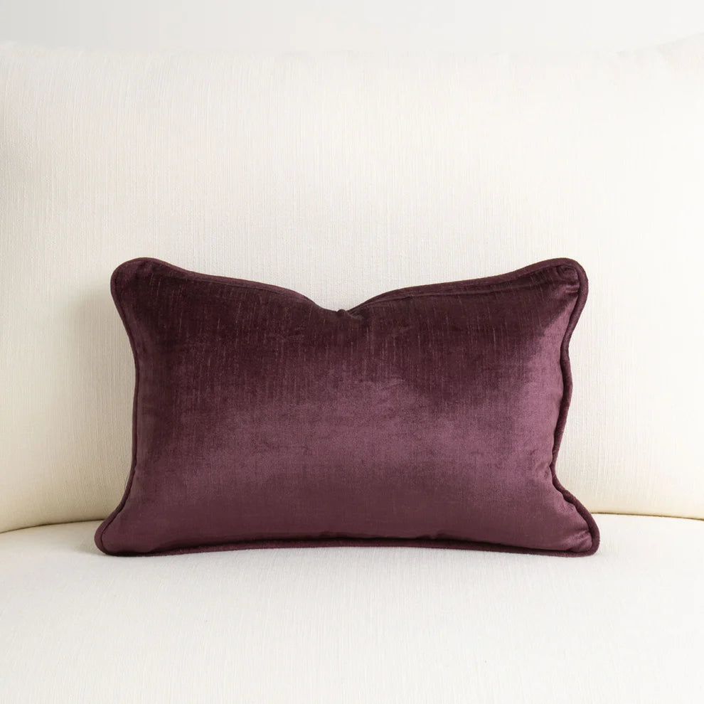 Crushed Velvet Lumbar Cushion - Plum
