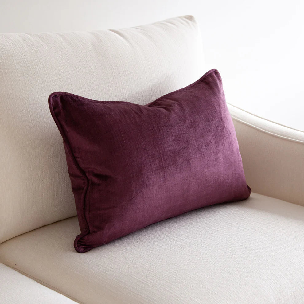 Crushed Velvet Lumbar Cushion - Plum