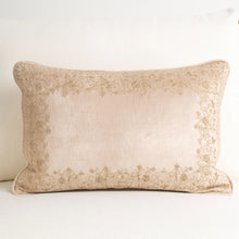 Crushed Velvet Lumbar Cushion - Dusk Embroidered