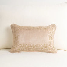 Crushed Velvet Lumbar Cushion - Dusk Embroidered