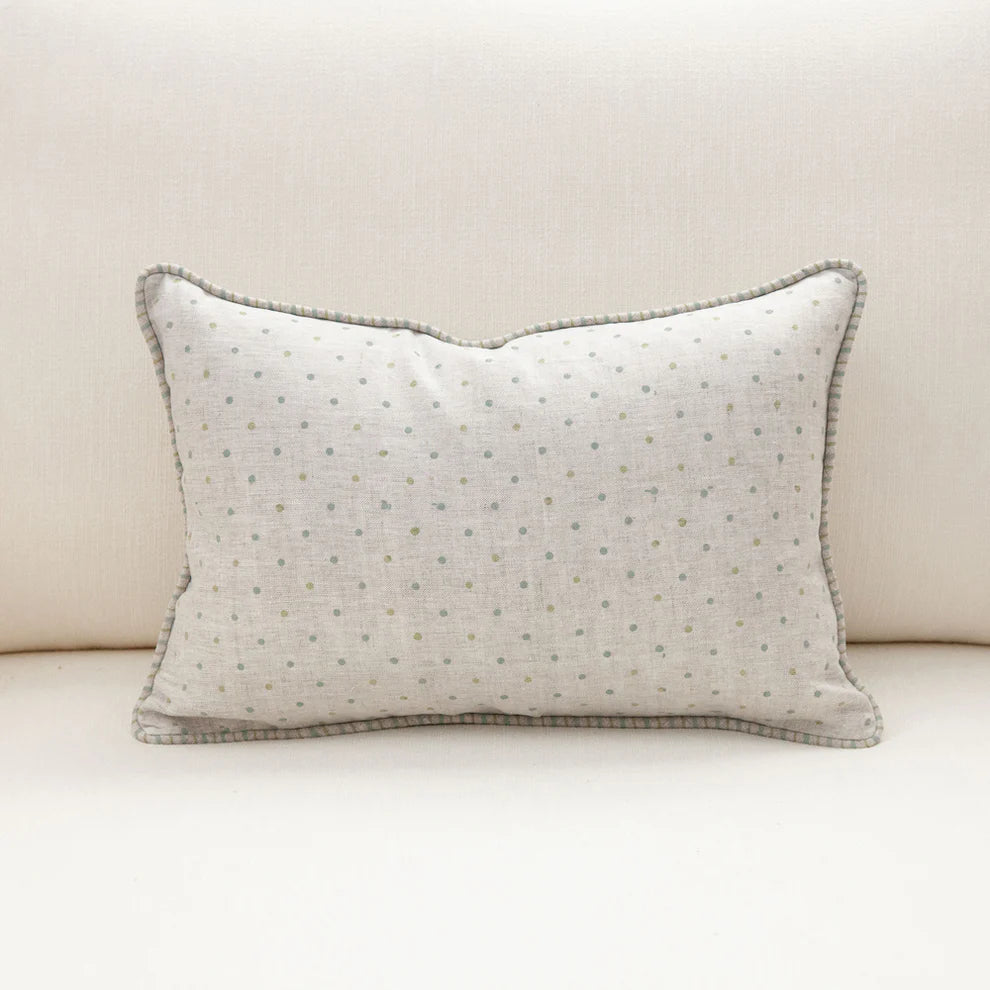 Dot Lumbar Cushion - Tarragon/Blue