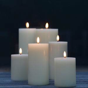Flameless Pillar Candles - Nordic White