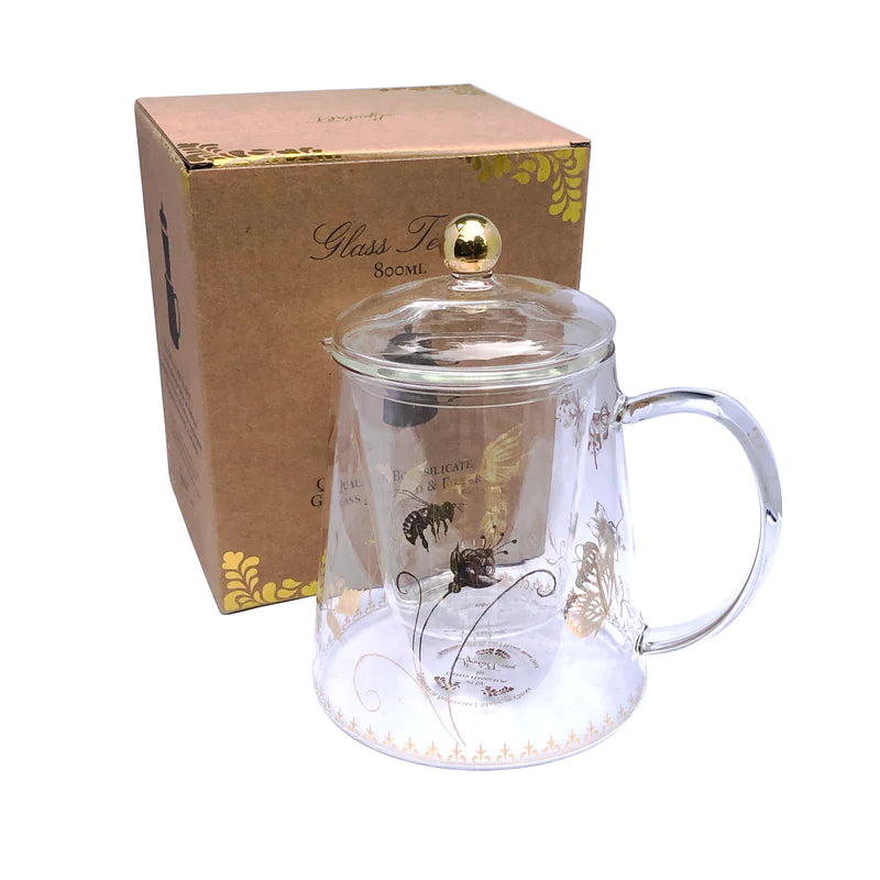 Glass Teapot with garden theme