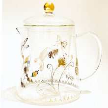 Glass Teapot with garden theme