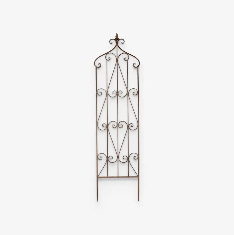 Ornamental iron garden trellis/panel on white background