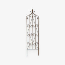 Ornamental iron garden trellis/panel on white background