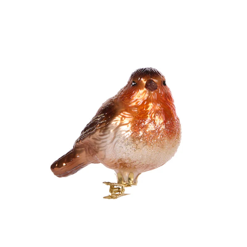 Glass Robin Clip On Ornament