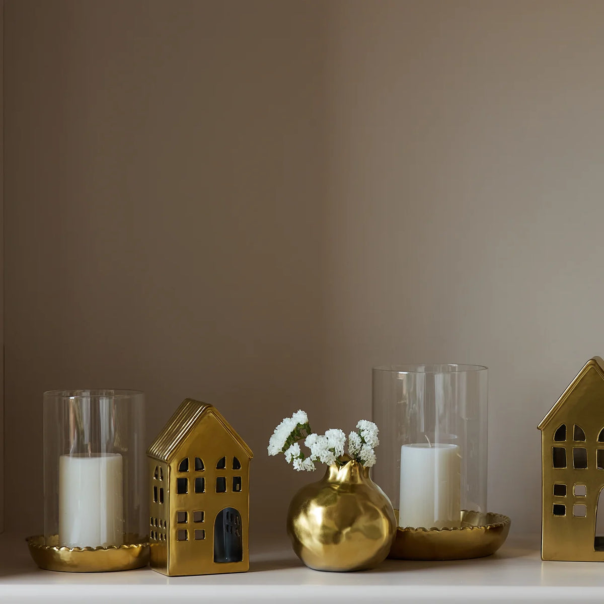 Gold Hurricane Candle Holder Small