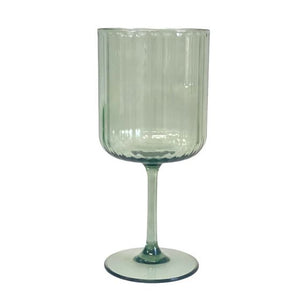 Green Ribbed Acrylic Wine Glass