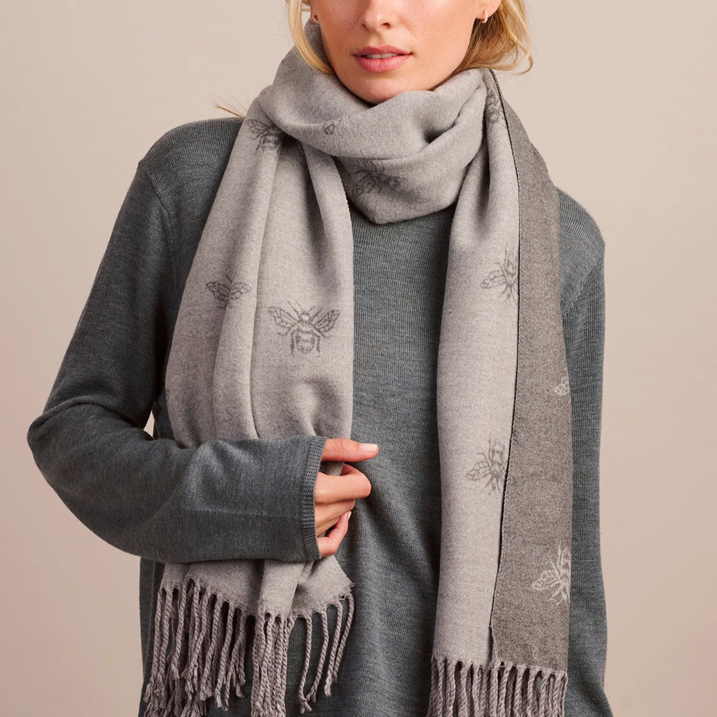 Bee Scarf - Grey