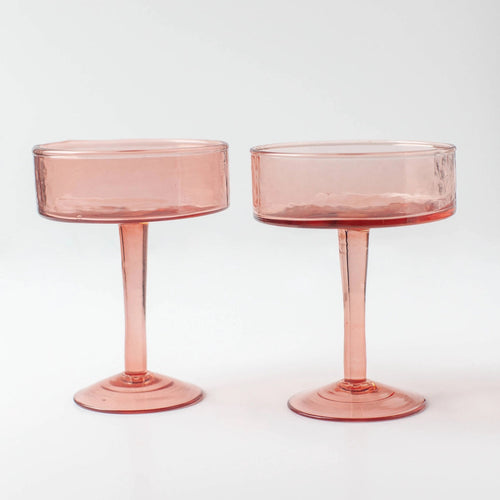 Hammered Cocktail Glass Pair - Blush