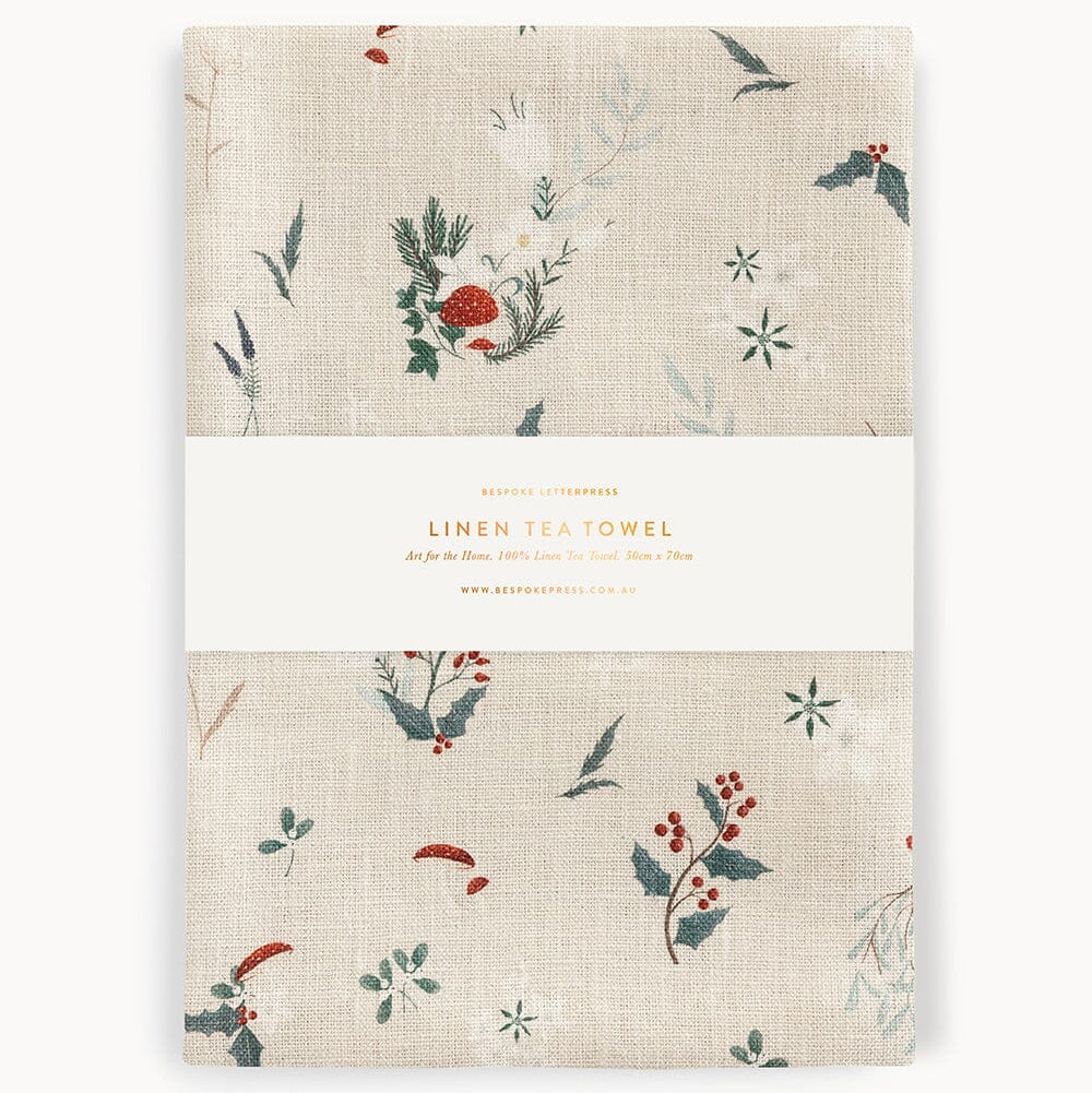 Heirloom Holly Christmas Tea Towel