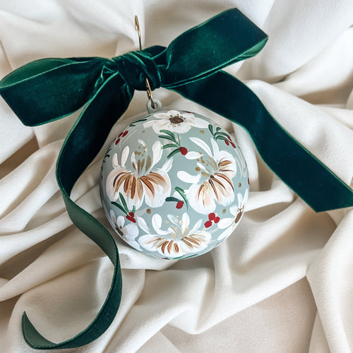Hand-painted Time Capsule Christmas Bauble - Sage