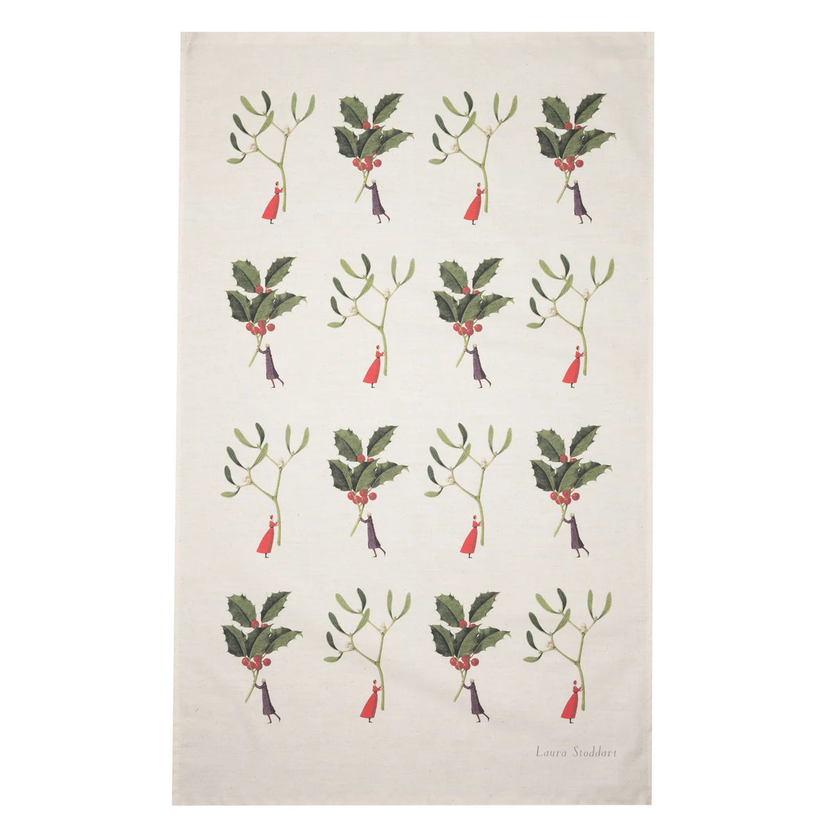 Laura Stoddart Holly Mistletoe Tea Towel