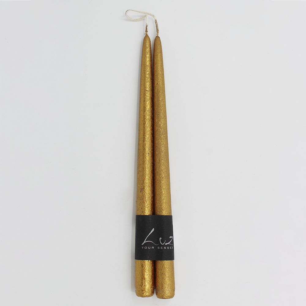 Taper Candles Pair Metallic Gold